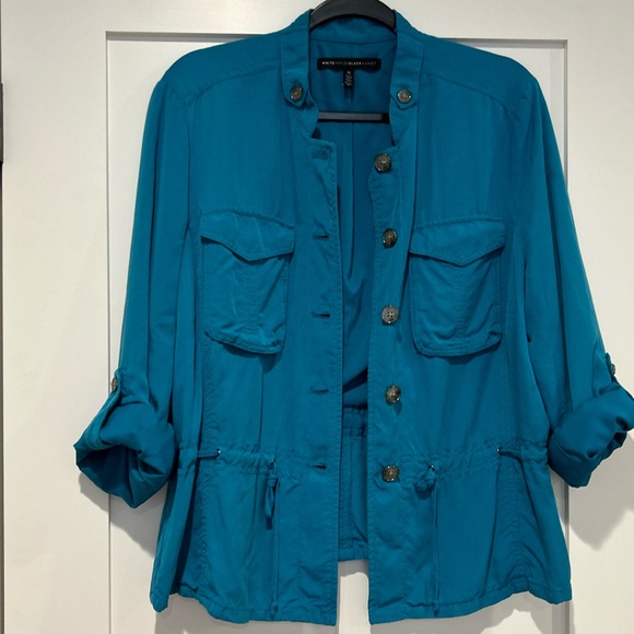 White House Black Market Teal Lightweight Utility Jacket - Picture 4 of 6